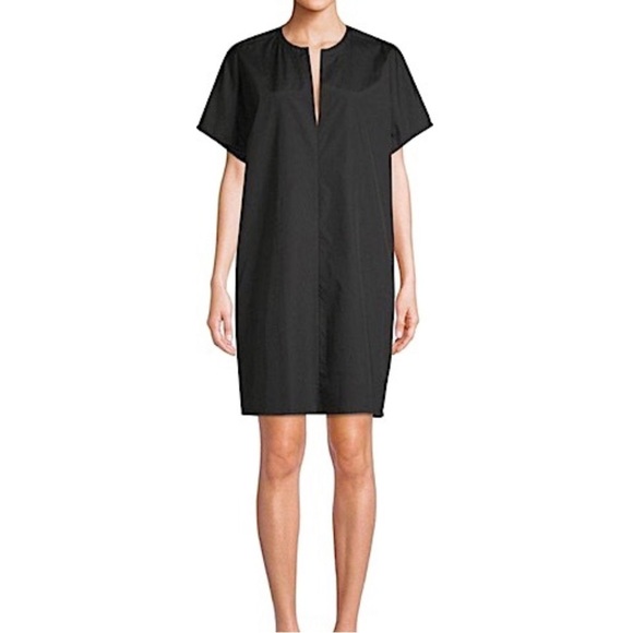 Vince Dresses & Skirts - Vince size Small Popover Split Neck Short Sleeve Pullover Dress Black Pockets
